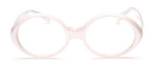 Pearl White Vintage glasses, Jacky O shape for women, Made in the 1980s