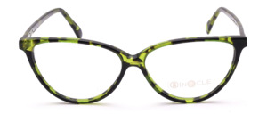 Feminin glasses, Cat eye shape, green and black stained frame for women, made by Binocle in France