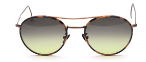 Panto glasses in antique gold with double bridge and cell rim in tortoise optic