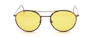 Panto glasses in antique gold with double bridge and cell rim in tortoise optic