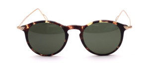 Beautiful Panto  Sunglasses with brown and clear rim and matte gold bows, made in Italy