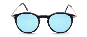 Beautiful Sunglasses with a black rim and blue tinted lenses, made in Italy