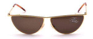 Late 1980ies elegant gold metal sunglasses with brown lenses