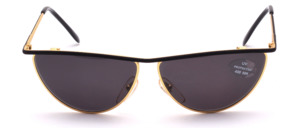 Late 1980ies elegant gold metal sunglasses with black decor and grey lenses