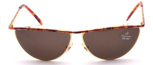 Late 1980ies elegant gold metal sunglasses with brown decor and brown lenses