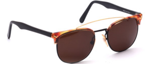 High quality sunglasses made of metal in black with demi amber acetate tops and black arms