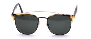 High quality sunglasses made of metal in black with demi blonde acetate tops and black arms