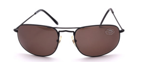 High-quality, very noble slightly curved metal sunglasses in black with grey lenses from the late 1980s