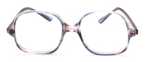 Original vintage women's frame in blue-brown marbled acetate, oval-square oversize shape