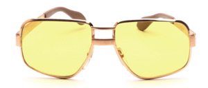 Square vintage 1970s sunglasses in gold by actuell (Model 314), featuring a glossy finish combined with matte elements