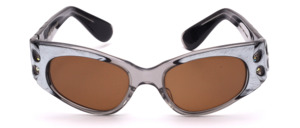 Original vintage 1950s 'Cat Eye Butterfly' sunglasses by Swank (Model 3820), featuring translucent grey acetate combined with a matte grey finish
