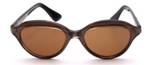Vintage 1960s brown acetate cat-eye sunglasses with brown lenses