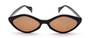 Vintage black diamond-shaped women's glasses with brown lenses, made in the 1960s