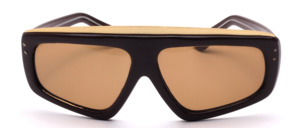 Stylish square vintage sunglasses from the 1960s, crafted from brown acetate combined with a gold metal stripe