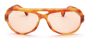 Vintage 1960s aviator-style sunglasses featuring a double bridge, made of demi-amber acetate with light brown mineral lenses